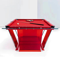 Nuevos Diseños de Alta Gama, Mesa de Billar de Lujo de 8 pies Personalizable, Estilo Moderno, Mesa de Billar Americana para Interiores, Cristal Rojo