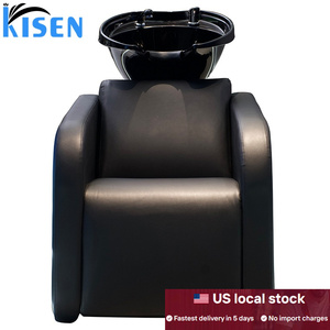 Silla de masaje de pedicura de lujo moderna de cuero negro sin plomería para salón de belleza con lavabo para champú, envío gratis, gran oferta. - Product Image 4