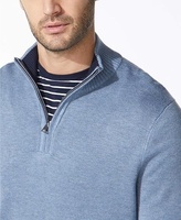 Pull décontracté classique pour homme à col rond côtelé et fermeture éclair quart de tour, couleur unie, collection début de printemps