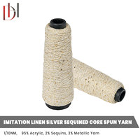Filament de nylon de type soie Dihong, filé à l'âme, 10NM, 95% acrylique, 2% perles, 3% fils d'or et d'argent