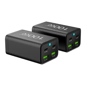 2024 Hot 100W USB-C เครื่องชาร์จเร็ว GaN 4-in-1 สถานีชาร์จปลั๊กไฟ