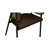 Chaise de salle à manger ergonomique, siège rembourré en cuir PU, dossier tissé, pieds en métal, style antique traditionnel pour la maison et l'hôtel