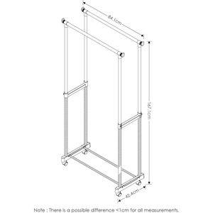 Perchero Metálico Doble con Ruedas para Dormitorio, Barra Extraíble para Ropa, Precio de Fábrica, Conveniente para el Hogar - Product Image 2