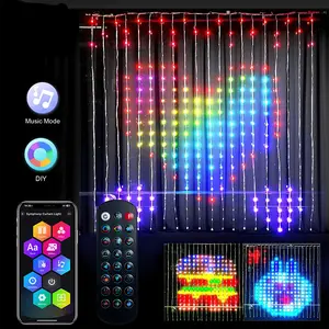 Cortina para controle de natal com rgb, pixel endereçável, para festa, programável, led, inteligente, de fadas