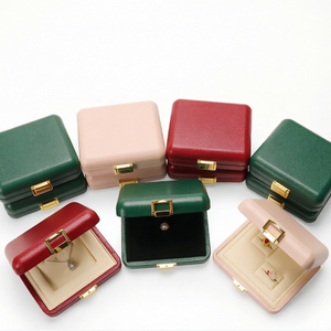 Luxury Litchi Grain Jewelry <b>Box</b> Custom Logo Double <b>Ring</b> <b>Box</b> Pendant Necklace Case High-end PU Leather Jewelry <b>Box</b> for Engagement - Product Image 2