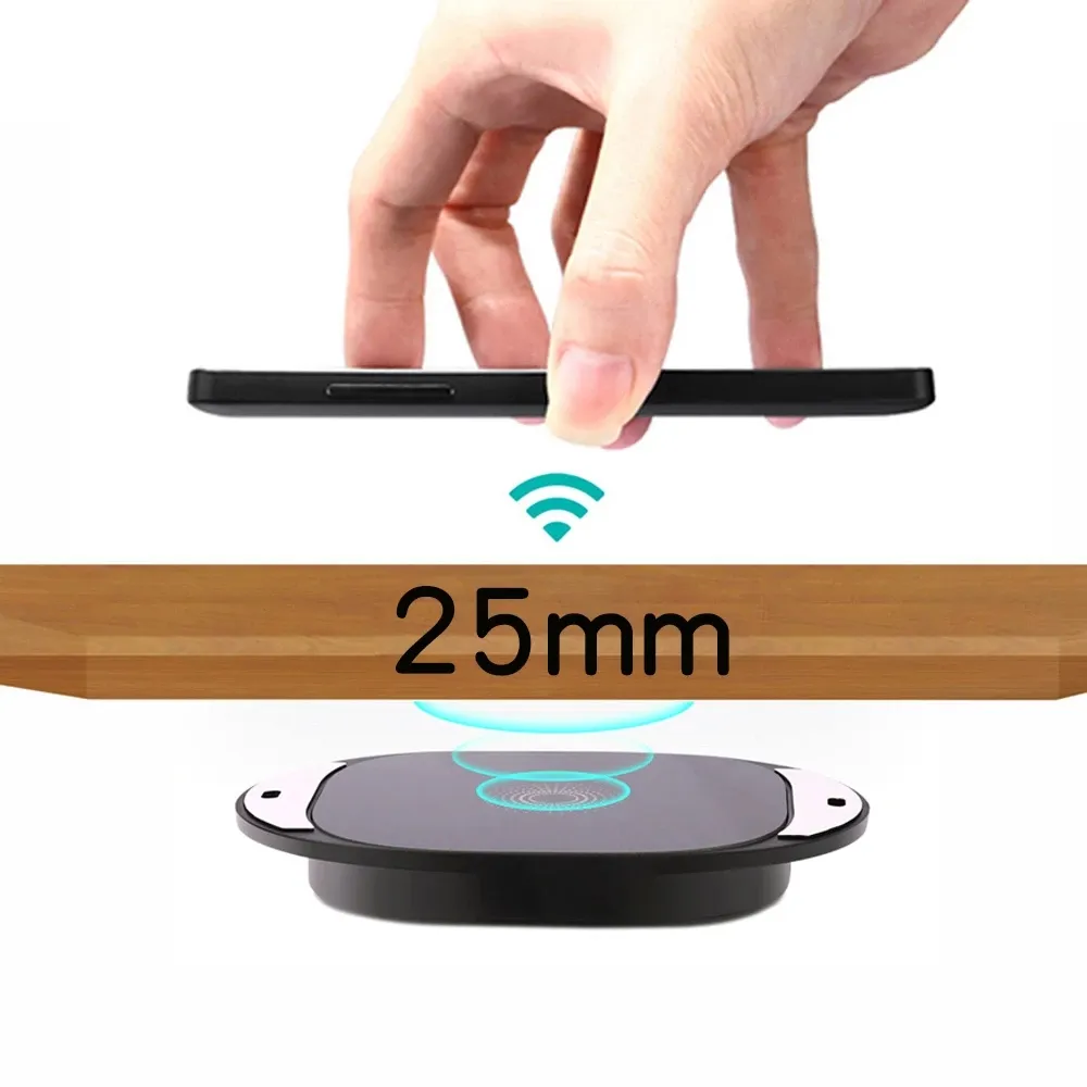 20mm uzun mesafe kablosuz şarj görünmez mermer altında gizli masaüstü ofis mobilya masa hızlı kablosuz şarj cihazı