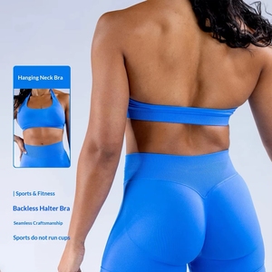 Nuevo Sujetador Deportivo Sin Costuras Estilo Halter YIYI para Mujer, Soporte Medio, Tejido Transpirable <span class=keywords><strong>de</strong></span> Spandex/Nylon para <span class=keywords><strong>Yoga</strong></span> y Actividades al Aire Libre - Product Image 4