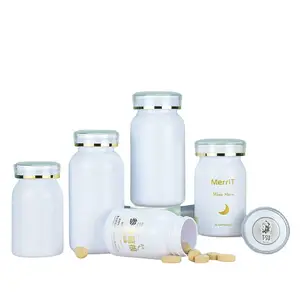 Weithals-Plastik glas Medizin flaschen mit Deckel 200cc 225cc Weiß Schwarz Runde PET Lebensmittel qualität Kapsel behälter für Vitamin