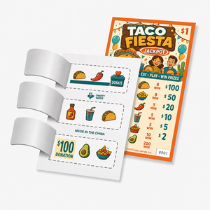 Data Security Taco Fiesta Pull Tab Cards Custom Gameplay Symbols Prize Plan Break Open <b>Tickets</b> for Restaurants and Fundraisers - Product Image 1