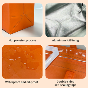 Sac isotherme jetable non tissé pour livraison de plats chauds ou froids, avec logo personnalisé, imperméable et isolé en feuille d'aluminium - Product Image 4