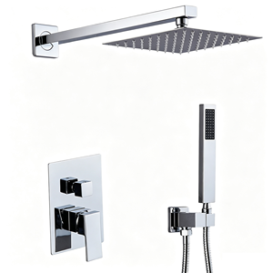 Ensemble de douche mural moderne doré en gros, avec sortie supérieure en acier inoxydable optionnelle de 8 à 16 pouces, en laiton, pour salle de bain - Product Image 6