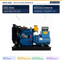 Générateur diesel HOYU 50Hz Alternateur sans balais à châssis ouvert 50 kW 400/230V