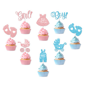 Nuovo ragazzo ragazza di un <span class=keywords><strong>anno</strong></span> tema di compleanno torta di cottura bandiera festa Glitter carta torta Toppers decorazione - Product Image 6