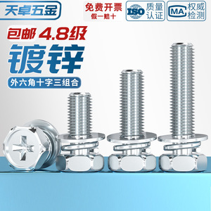 M4 M8 M10 Galvanized Phillips Hex Bolts With Spring Washers Grade 4.8 For Sports Equipment - Product Image 5