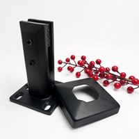 Support de fixation pour poteau large en verre, avec base réglable de 12 mm, en acier inoxydable 316, finition noir mat, avec coussinet antidérapant texturé