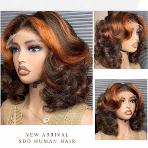 Vente en gros perruques de <span class=keywords><strong>cheveux</strong></span> bruts Perruques courtes sans colle Bob 4x4 <span class=keywords><strong>Cheveux</strong></span> humains brun rougeâtre Bouncy Curly Bob 13x4 Lace Front Perruques de <span class=keywords><strong>cheveux</strong></span> humains - Product Image 5