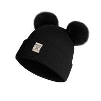 Gorros de Invierno de Fibras Acrílicas para Niños, Gorros Tejidos con Doble Bola, Gruesos y Cálidos, Gorro de Invierno para Niños, Moda Infantil para Exteriores