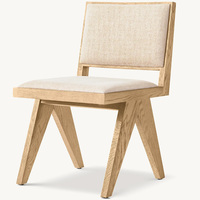 Chaise de salle à manger moderne de style américain Rhoohill, couleur personnalisée, en bois de chêne blanc avec tissu en lin, pour l'intérieur
