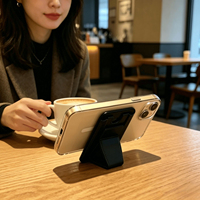 Support pliable invisible multifonctionnel, porte-cartes en cuir magnétique 2 en 1, pochette de bureau, support universel, accessoire