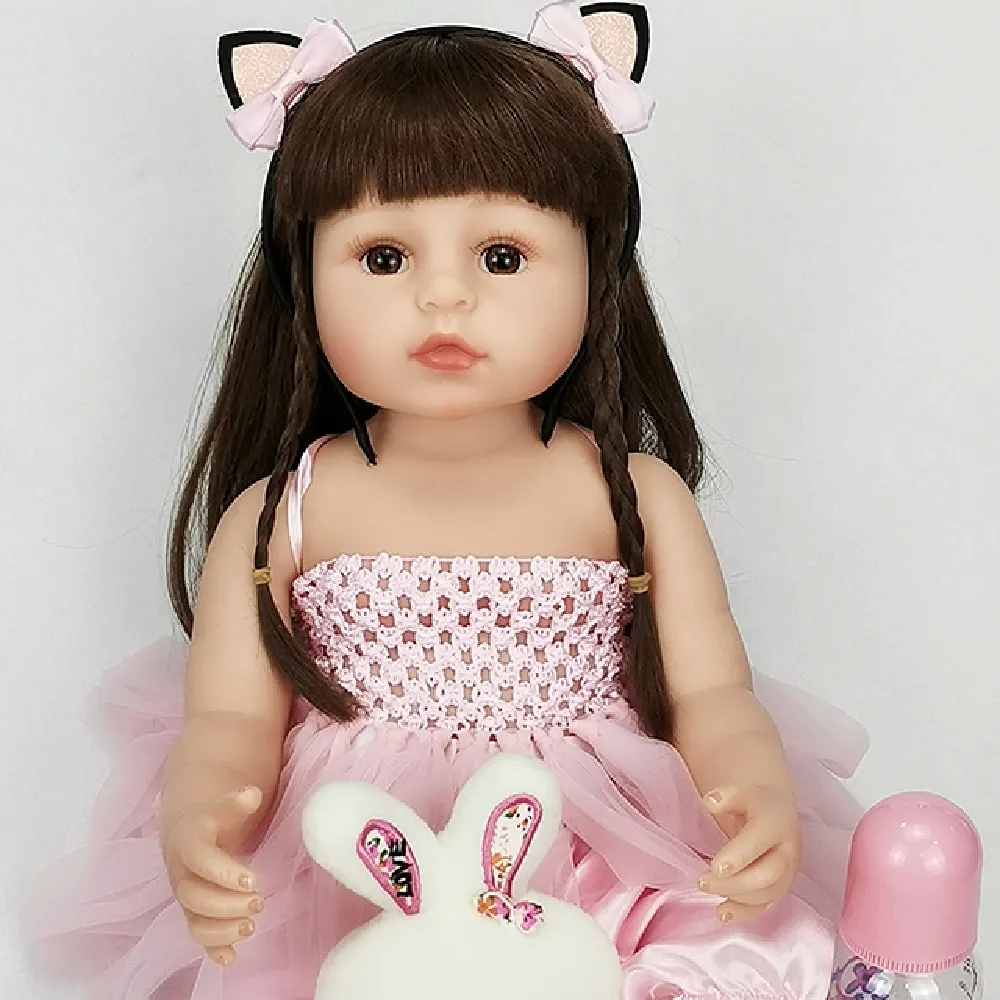 Onequian boneka bayi perempuan, UKURAN 22 inci berbahan kain silikon dengan UKURAN 22 inci, boneka seperti anak asli