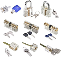 Ensemble de 9 cadenas d'entraînement avec cadenas transparents, pour l'entraînement et la pratique du crochetage de serrures