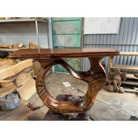 Table console sur mesure, table en bois massif naturel faite à la main, table à bord vif, plateau de table en verre, cadeaux de pendaison de crémaillère