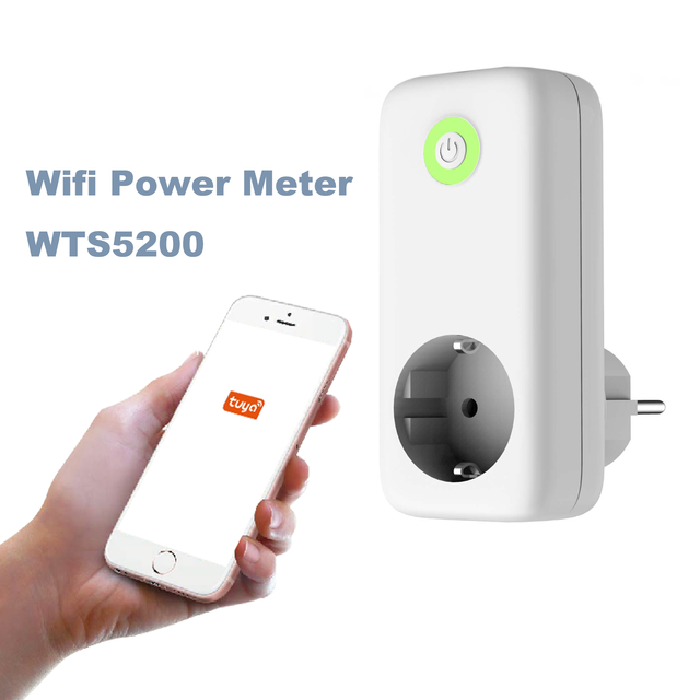 Tuya Controlled Smart 230V AC Single Phase Wifi Power Meter 16A Plug Socket with Daily/Monthly/Yearly Power Consumption History