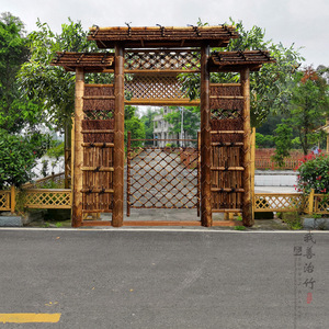 Bamboo Gate Bamboo Fence Villa Garden Oriental Style Rot Proof Custom Made Carbonized Color Rectangle Fencing Trellis Gates - Product Image 4