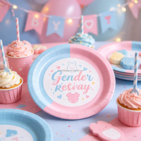 Assiettes en papier pour révélation du sexe, roses et bleues, vaisselle jetable pour fêtes et célébrations