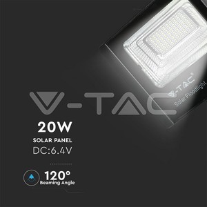 V-TAC VT-60W 60W proiettore a LED a batteria luce bianca calda IP66 ABS/corpo in plastica pannello solare telecomando per strada - Product Image 5