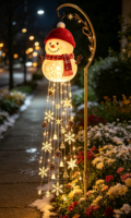 Lumières solaires de Noël en forme de bonhomme de neige, décorations de jardin de Noël imperméables pour l'extérieur