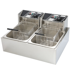 Machine à chips OEM 12L poulet pomme de terre frites d'occasion <span class=keywords><strong>acheter</strong></span> graisse 2 réservoirs double comptoir friteuses industrielles commerciales électriques - Product Image 1