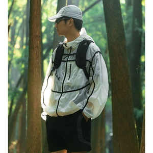 Ultra-<b>Lightweight</b> Breathable <b>Men's</b> Windbreaker <b>Jacket</b> Custom Logo Bulk Waterproof Fastpacking Rain Patchwork with Zipper Closure - Product Image 4