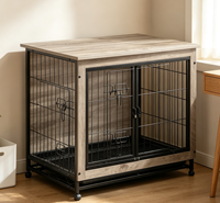 Mobilier décoratif pour animaux de compagnie : Cage pour chien en bois avec plateau, structure robuste en acier, double porte et plateau inférieur amovible