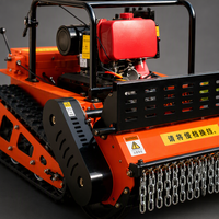 Tondeuse de pente télécommandée orange 15 CV, largeur de coupe 1000 mm, 45 degrés, 4000 m²/h, débroussailleuse sur chenilles, équipement lourd, vente en gros