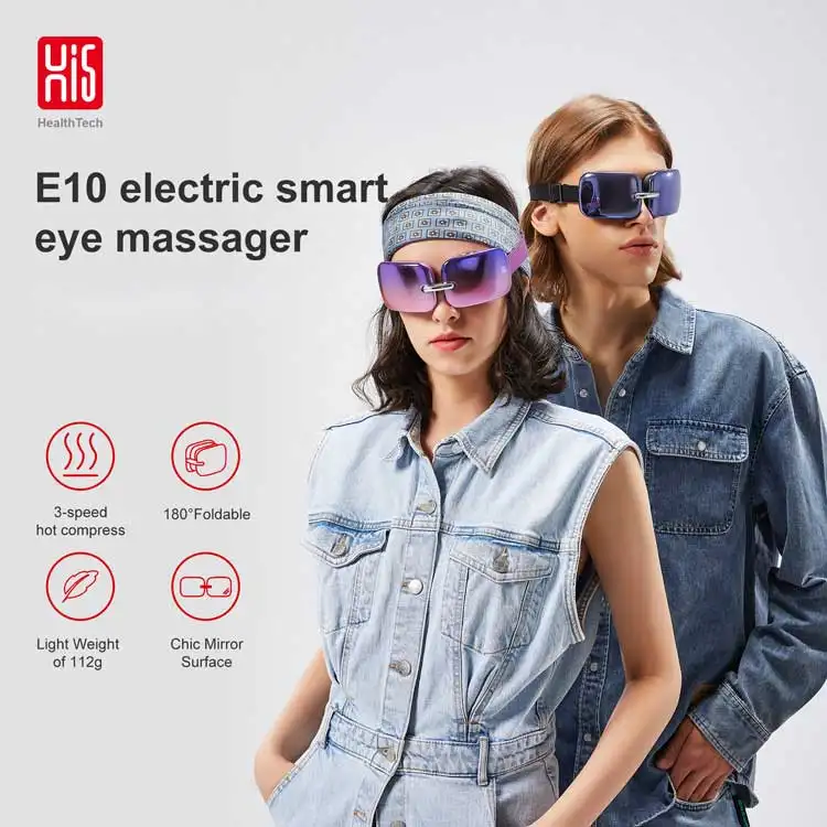 Hi5 E10 Custom Logo New Design Relaxing Foldable Portable Vibration USB Charging Heating Smart Electric Eye Mask Eye Massager