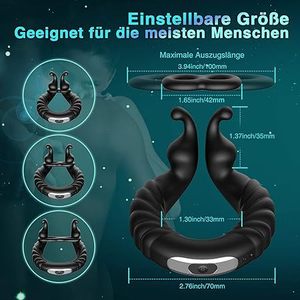 Rechargeable 10-frequency vibration silicone semen-locking ring, wearable for outdoor use, anti-ejaculation penile <b>exercise</b> and - Product Image 4