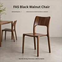 Chaise de salle à manger moderne en bois massif, finition noyer, dossier incurvé découpé, sans accoudoirs, tabouret d'appoint pour cuisine, bureau, café, restaurant