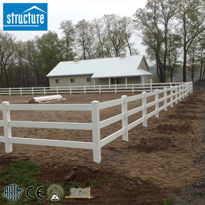 Ganado vinilo 3 rieles PVC 3 riel caballo paddock granja valla poste <span class=keywords><strong>Rancho</strong></span> <span class=keywords><strong>blanco</strong></span> - Product Image 2