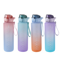 Pichet à eau de sport sans BPA Tritan 1L avec marqueur de temps bouteille d'eau de course en plastique de fitness en plein air motivante pour le camping