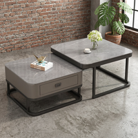 Table basse moderne minimaliste avec plateau en verre et structure métallique, tiroir de rangement grande capacité pour salons compacts et petits espaces