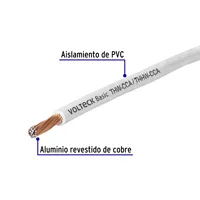 BOÎTE 1 Rouleau de 100 mètres de câble en aluminium recouvert de cuivre THW CCA 12 AWG isolé en PVC, homologué 600V, CCA-12B-1BOX VOLTECK