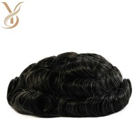 Fournisseur de premier plan : Prothèse capillaire pour hommes en cheveux humains Remy indiens 100% naturels, base PU, ondulation naturelle, densité 90%, V LOOP 0.02-0.04mm