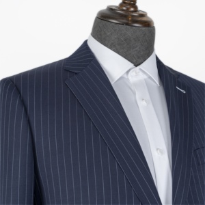 2024 estilo italiano <span class=keywords><strong>azul</strong></span> <span class=keywords><strong>marino</strong></span> rayas a medida <span class=keywords><strong>Sastre</strong></span> personalizado Plus Szie boda novio desgaste trajes para hombres - Product Image 3