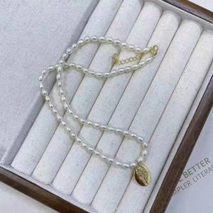 Collar de Perlas de Agua Dulce Naturales para Xiaomi, 3-4 mm, Luz Intensa, Moderno, con Patrón de Números, Cadena para Clavícula, Cuentas para Bebé - Product Image 2