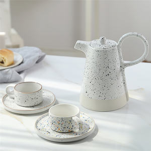 شعبية الهدايا الحديثة لطخة الحبر الأبيض الأوروبية الشمال بعد الظهر شاي سيراميك كأس مجموعة القهوة أطقم شاي مع إبريق الشاي - Product Image 1