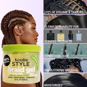 Joynna Bio Natural Jumbo Tube Strong All Day Tenir 24Hour Tressage Braid Gel pour cheveux crépus Marque privée Vente entière - Product Image 2
