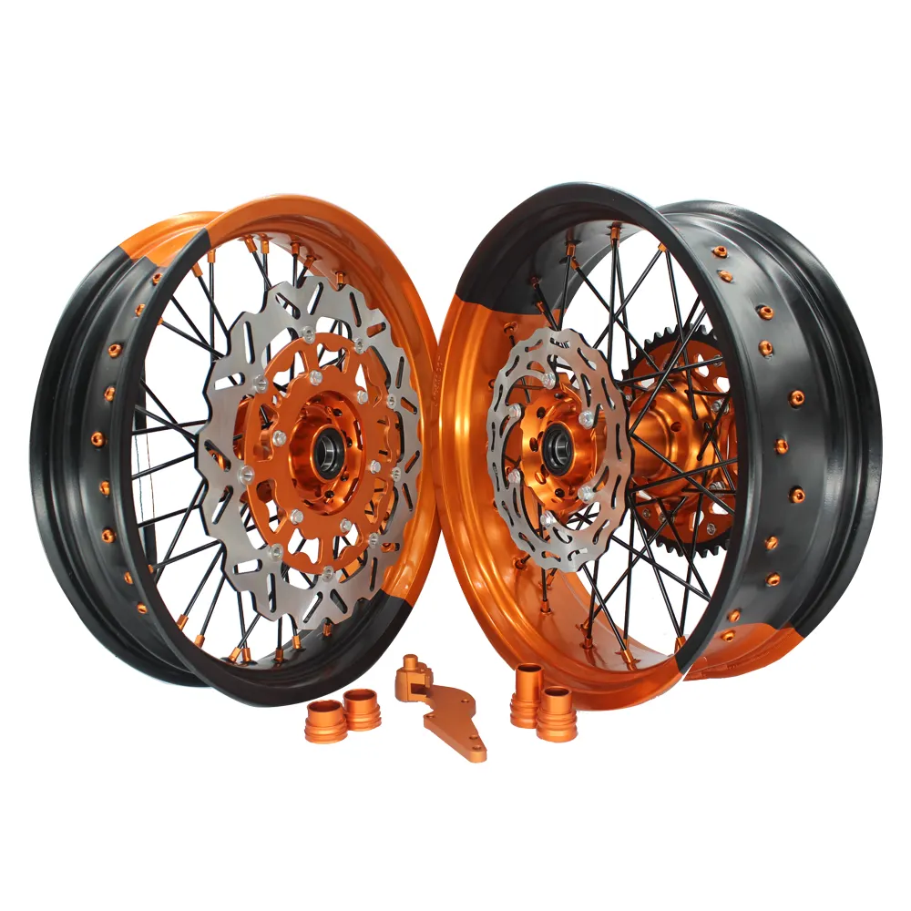 Hot Koop 17 Aluminium Inch Motorfiets Spaken Wiel Set Supermotard Wielen