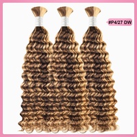 Lot de 100g de Cheveux Humains à Tresser en Gros, Cheveux Humains Bouclés Ondulés Effet Mouillé pour Tresses Sans Trame, Extensions de Cheveux pour Tresses Bohèmes