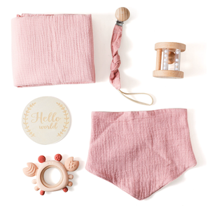 Ensemble de confort pour nouveau-né : couverture apaisante, hochet, attache-sucette, serviette de bain – Cadeau idéal pour les nouveau-nés et accessoires photo - Product Image 2